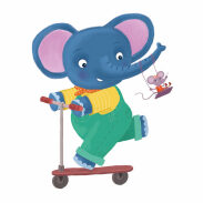 Éléphant et souris sur un scooter